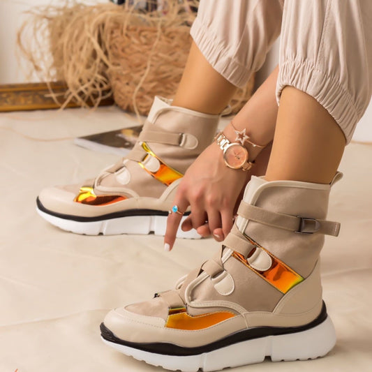 Дамски бежови боти - Auren -  Beige