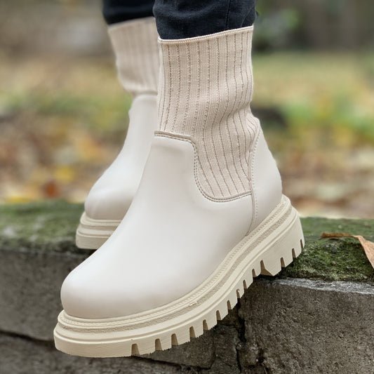 Дамски бежови боти - Kristin -  Beige