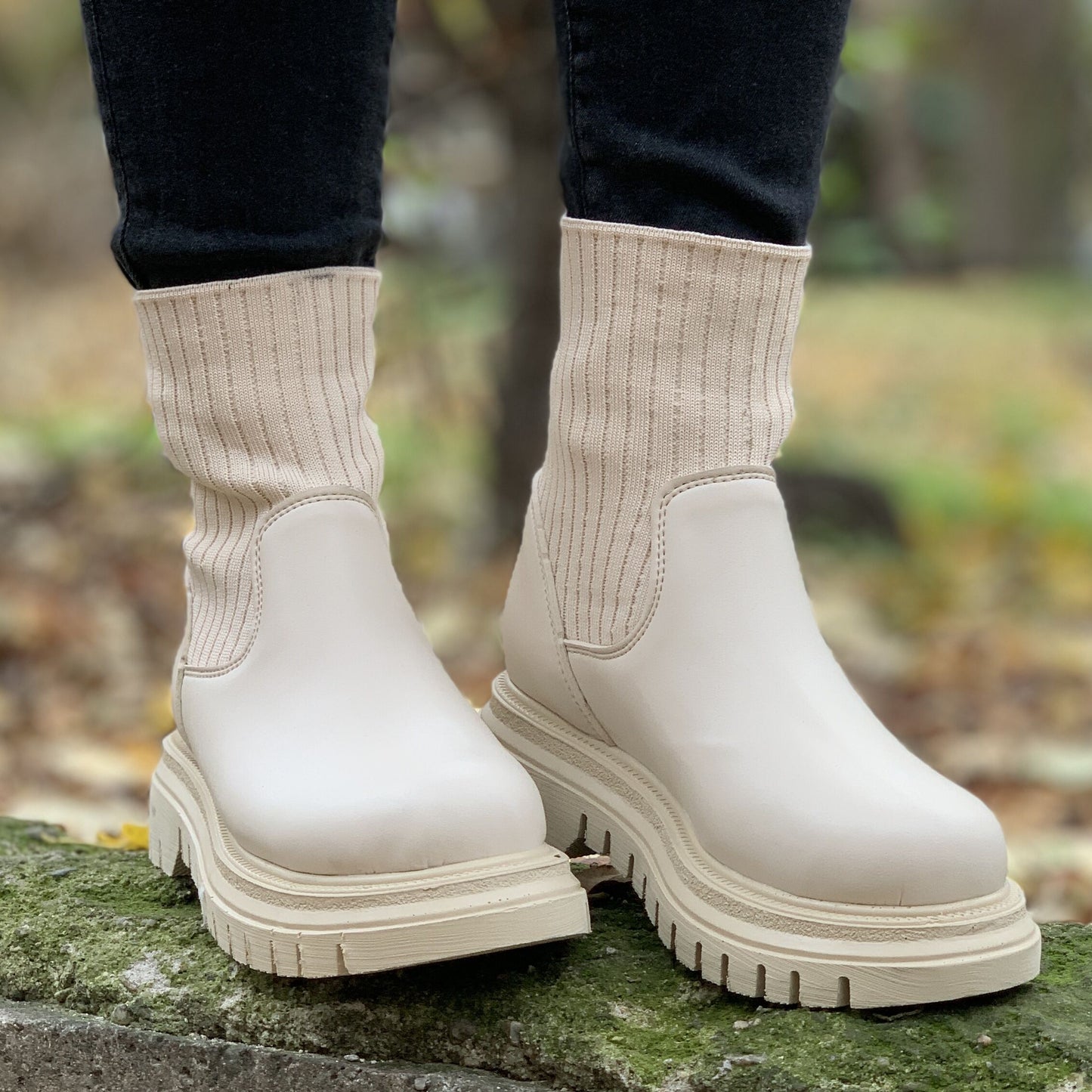 Дамски бежови боти - Kristin -  Beige