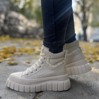 Дамски бежови боти - Lilia - Beige