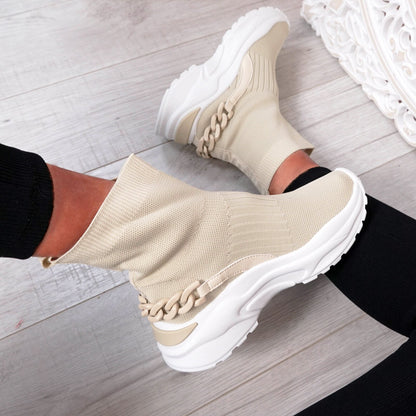 Дамски бежови боти - Samiha - Beige