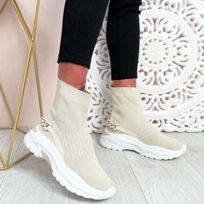 Дамски бежови боти - Samiha - Beige