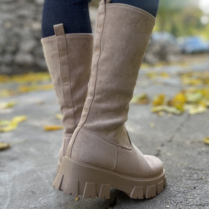 Дамски бежови ботуши - Everlyse - Beige