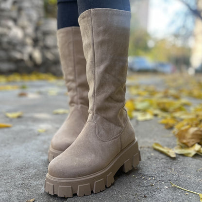 Дамски бежови ботуши - Everlyse - Beige