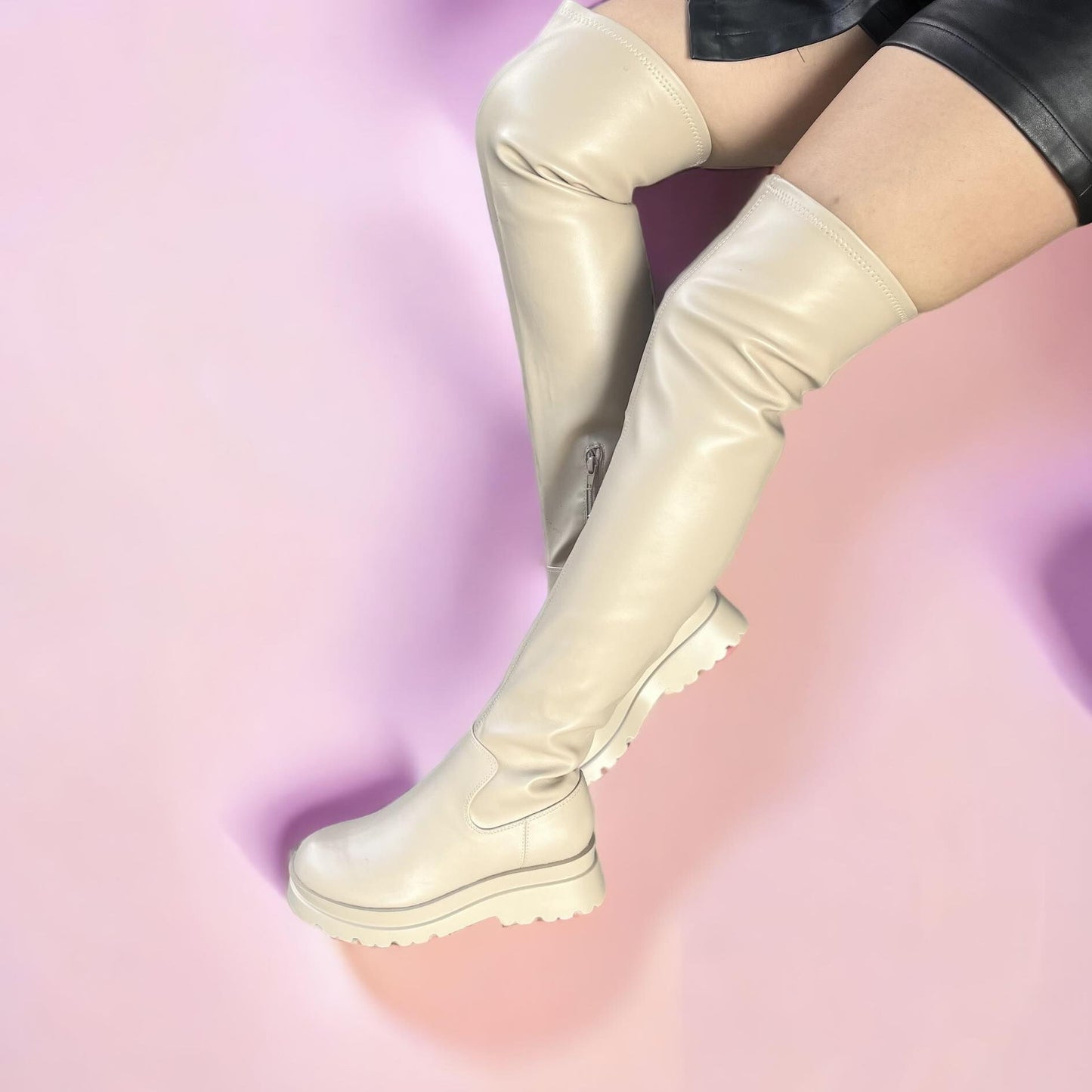 Дамски бежови чизми- Selenay - Beige