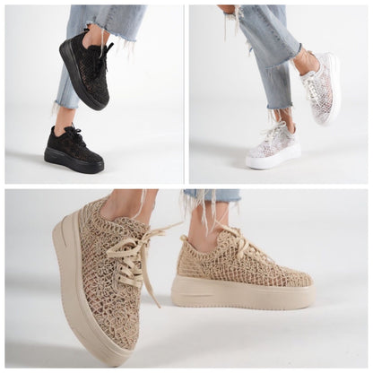 Дамски бежови кецове - Lindsey - Beige