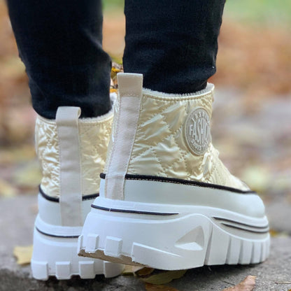 Дамски бежови кецове на платформа  - Brileigh -  Beige