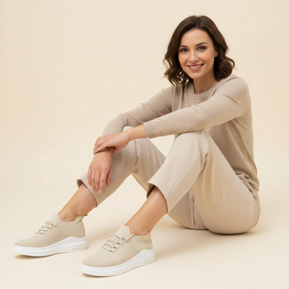 Дамски бежови маратонки Ambrea Beige – Дишащи и Леки