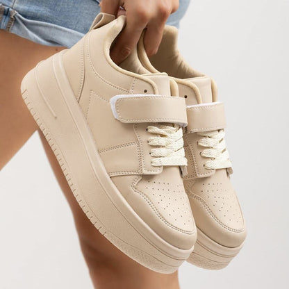 Дамски бежови маратонки Barbara Beige | Еко кожа | Размери 36–40