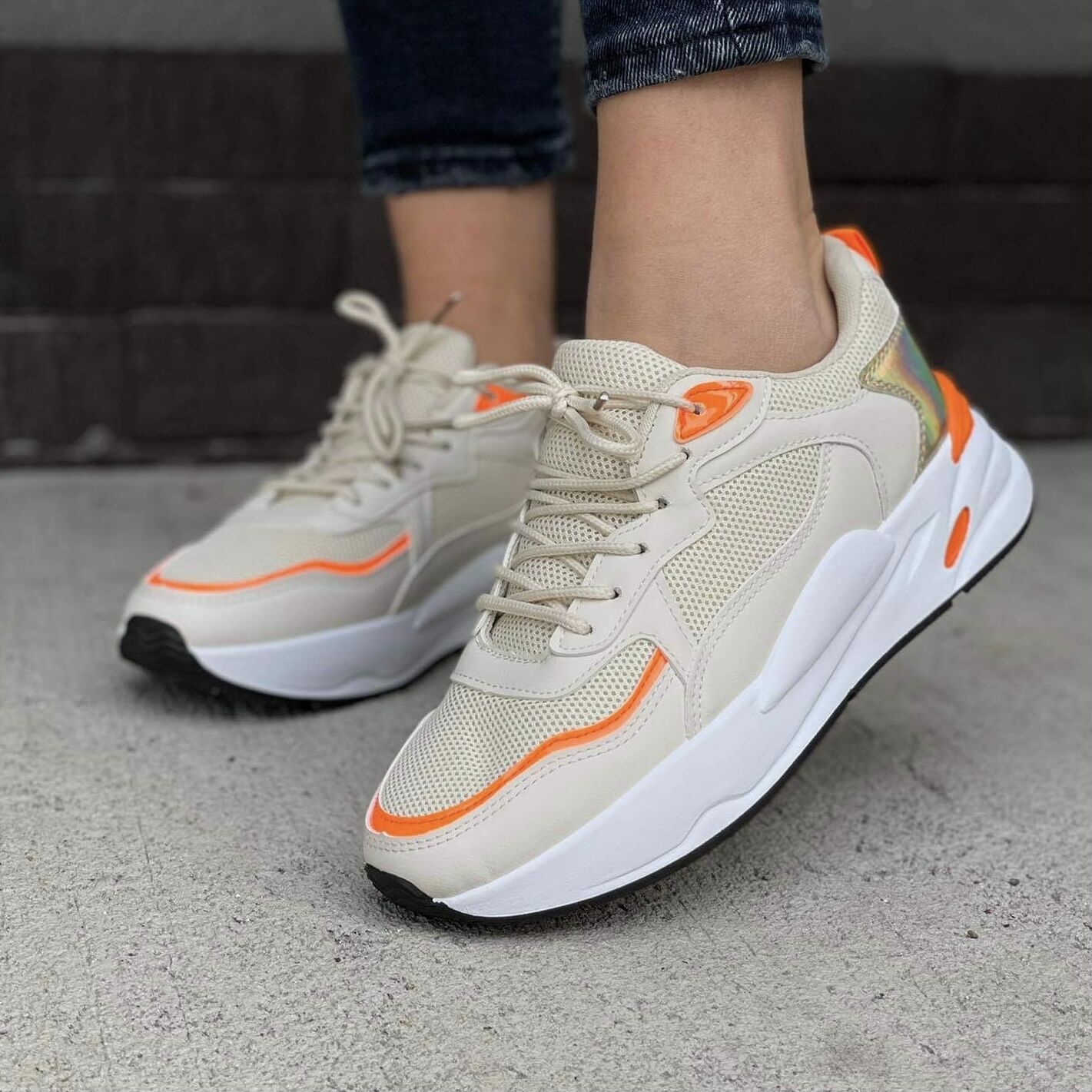 Дамски бежови маратонки - Damali - Beige