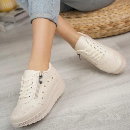 Дамски бежови маратонки - Lazarina - Beige