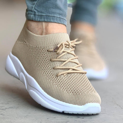 Дамски бежови маратонки - Lisa - Beige