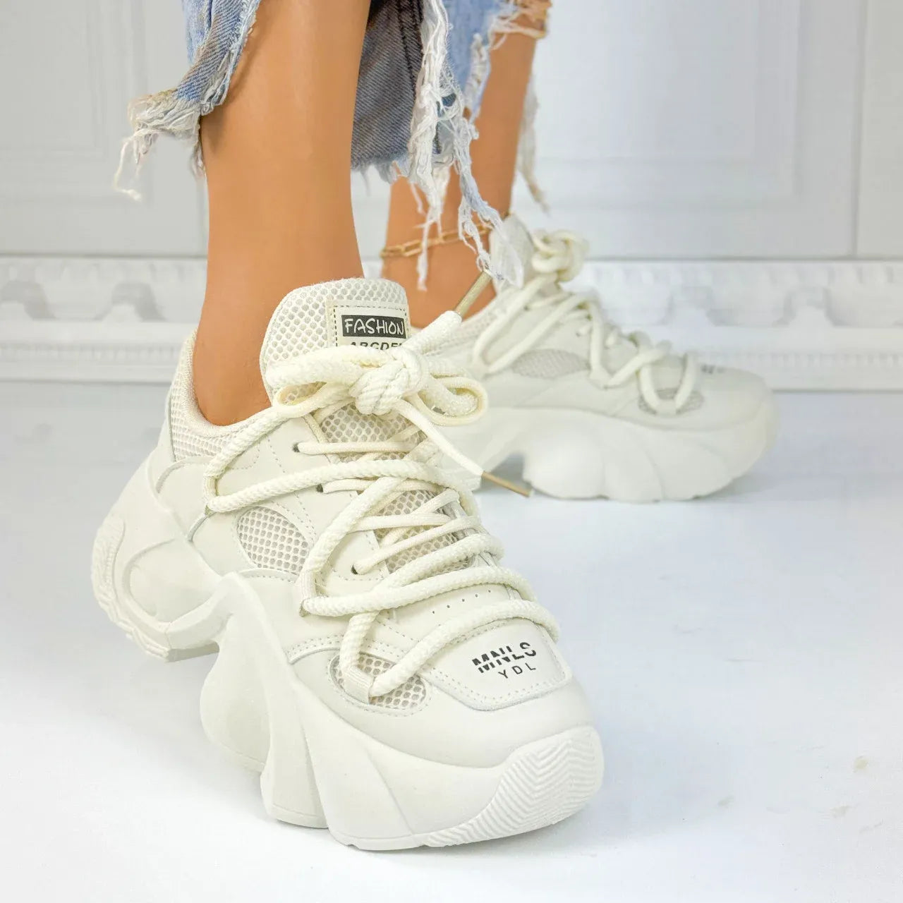 Дамски бежови маратонки - Noelle - Beige