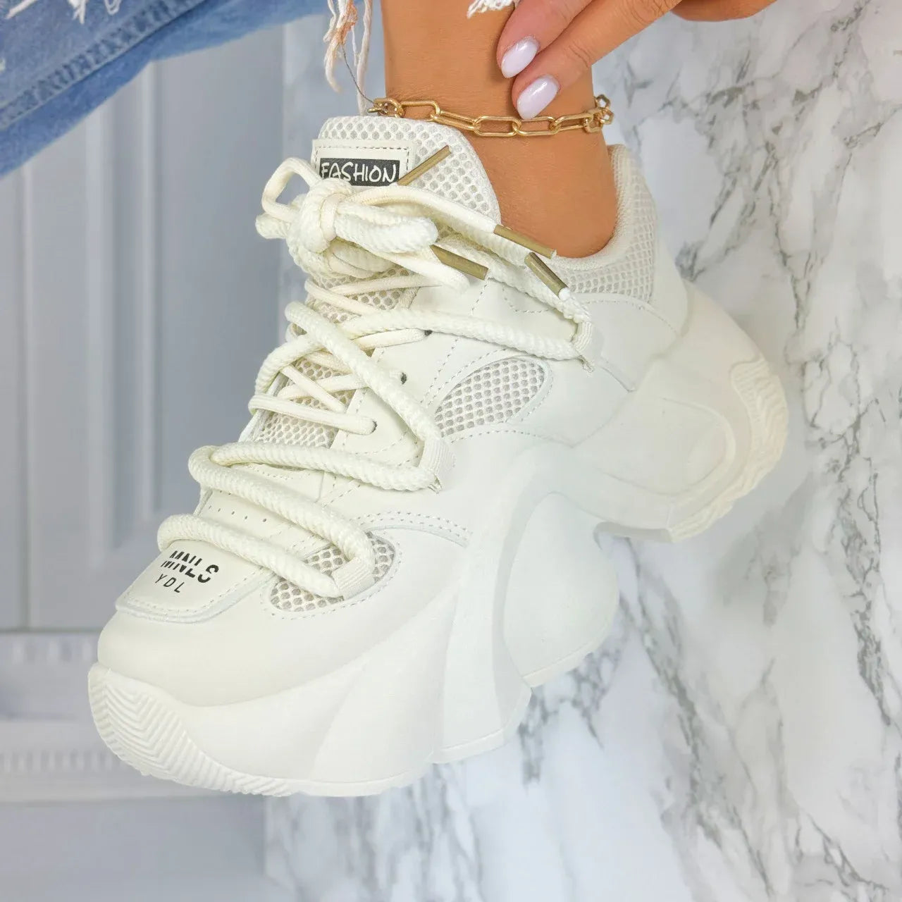 Дамски бежови маратонки - Noelle - Beige