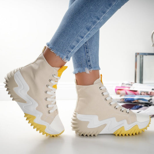 Дамски бежови маратонки - Paula - Beige