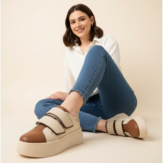Дамски бежови маратонки - Pauline - Beige - Brown