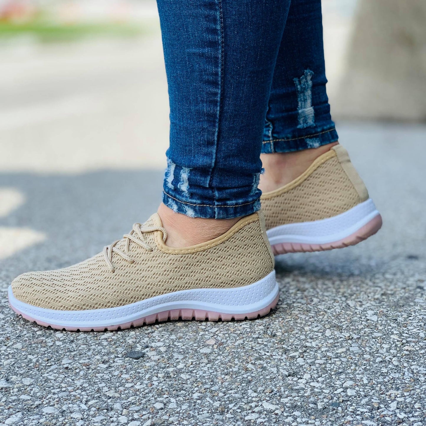 Дамски бежови маратонки - Stella - Beige