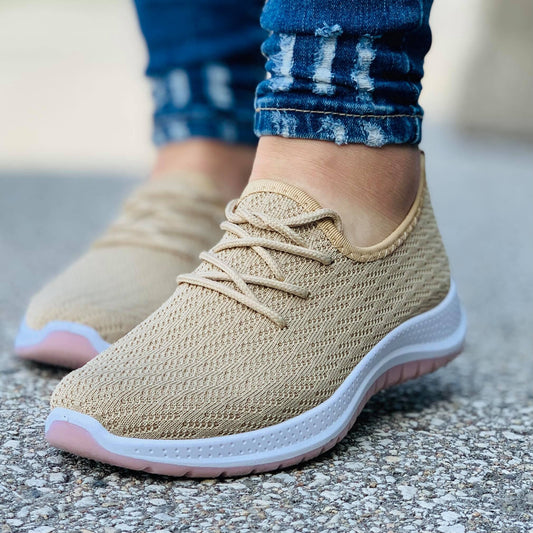 Дамски бежови маратонки - Stella - Beige