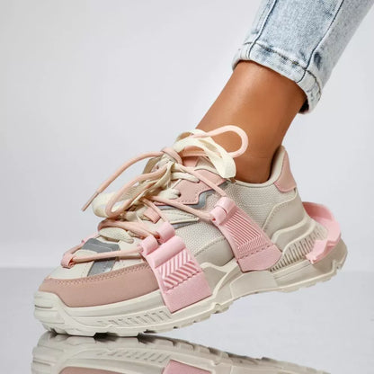 Дамски бежови маратонки - Tracy - Beige - Pink