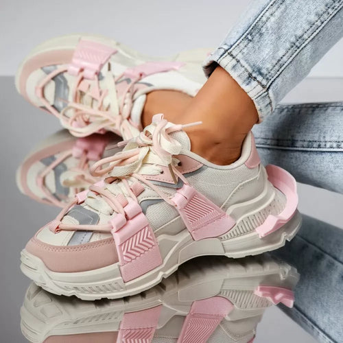 Дамски бежови маратонки - Tracy - Beige - Pink