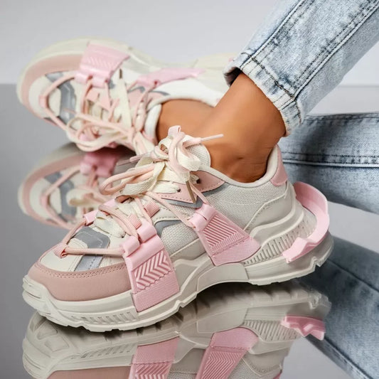 Дамски бежови маратонки - Tracy - Beige - Pink