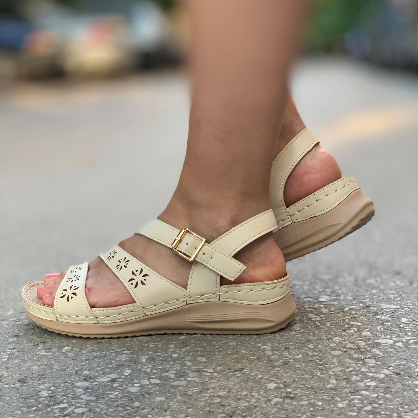 Дамски бежови сандали - Adonica - Beige