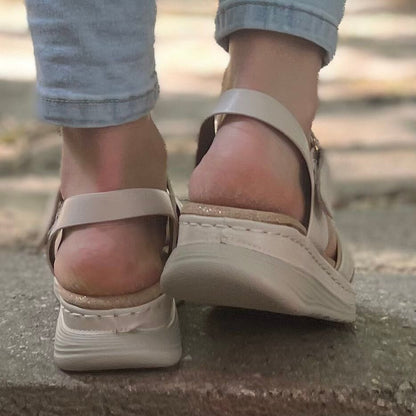 Дамски бежови сандали - Caressa - Beige