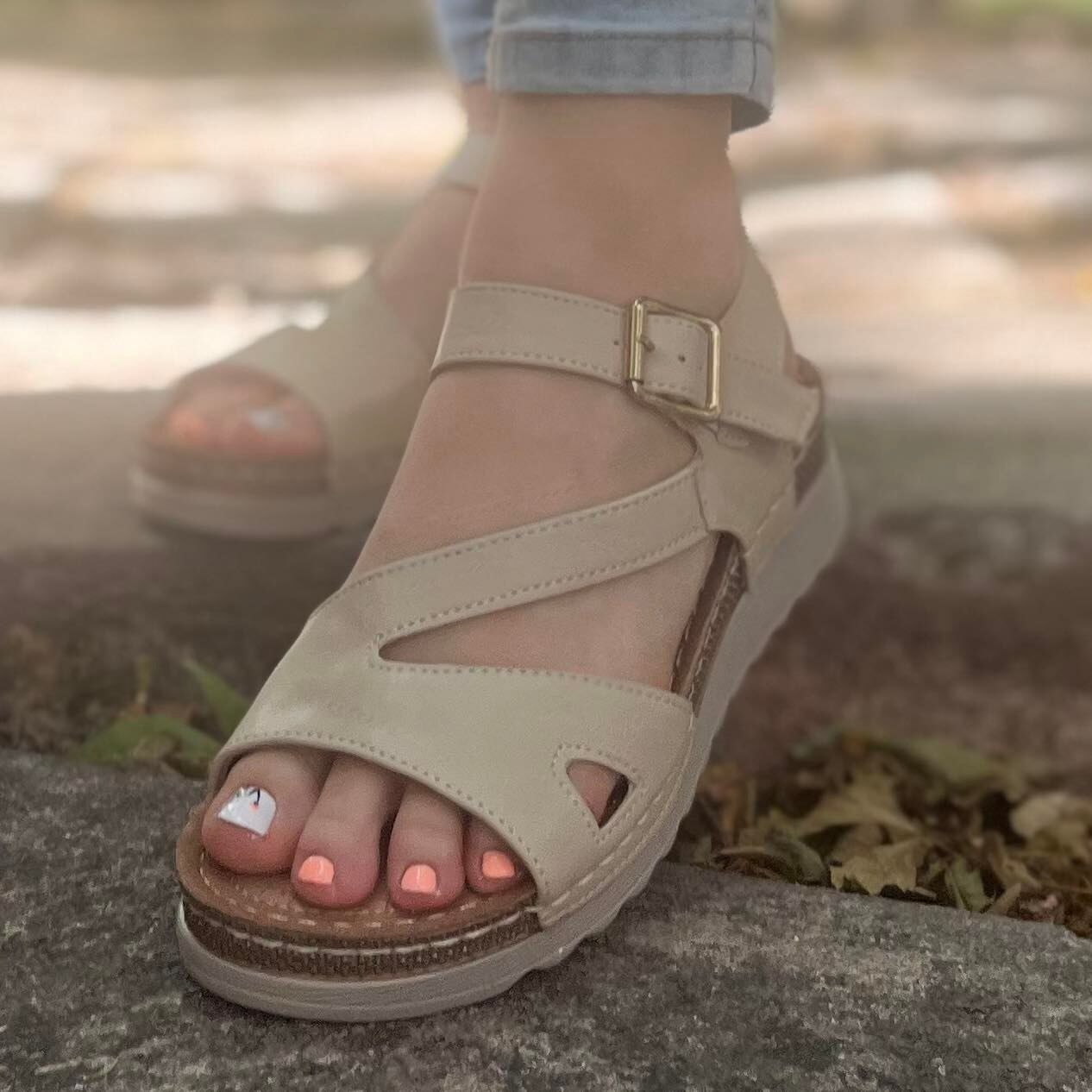 Дамски бежови сандали - Kristen - Beige