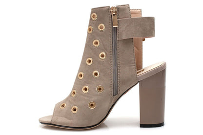 Дамски бежови  сандали на ток - Hazel  - Beige