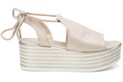 Дамски бежови сандали на висока подметка - Olicia - Beige