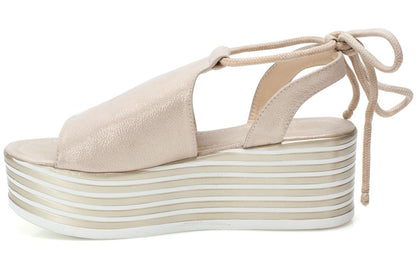 Дамски бежови сандали на висока подметка - Olicia - Beige