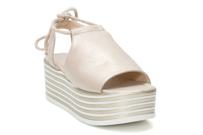 Дамски бежови сандали на висока подметка - Olicia - Beige