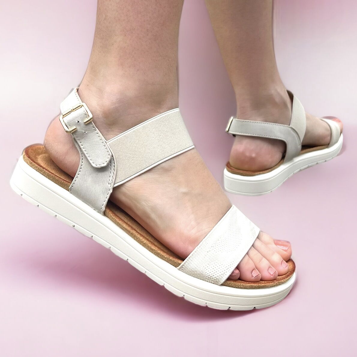 Дамски бежови сандали - Nadin - Beige