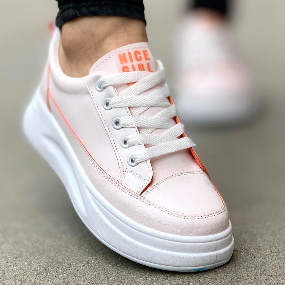 Дамски бяло-оранжеви кецове  - Olivia - White-Orange