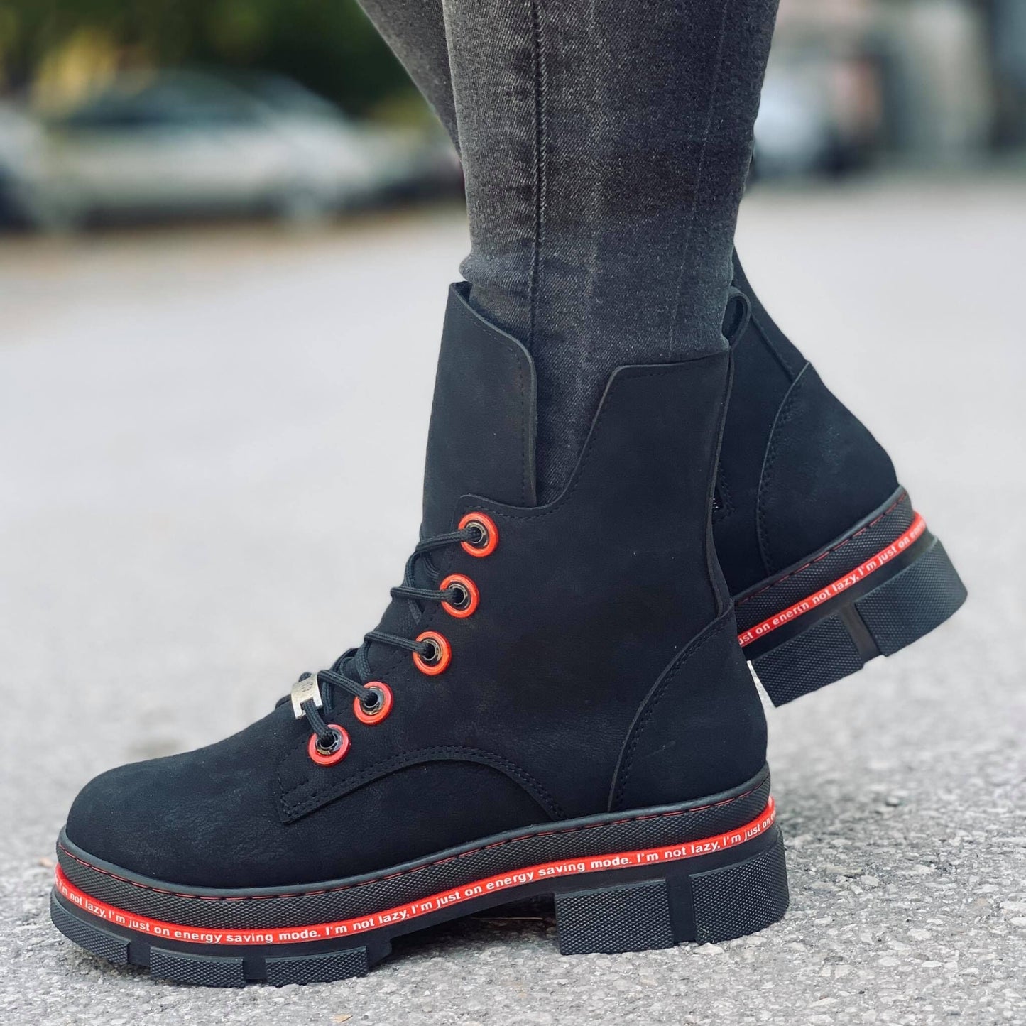 Дамски черни апрески - Missy - Black - Red