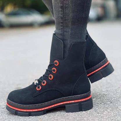Дамски черни апрески - Missy - Black - Red