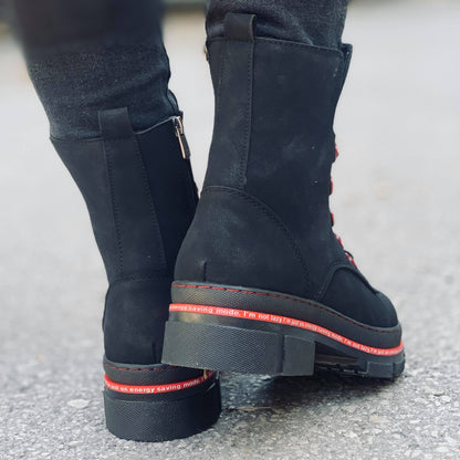 Дамски черни апрески - Missy - Black - Red