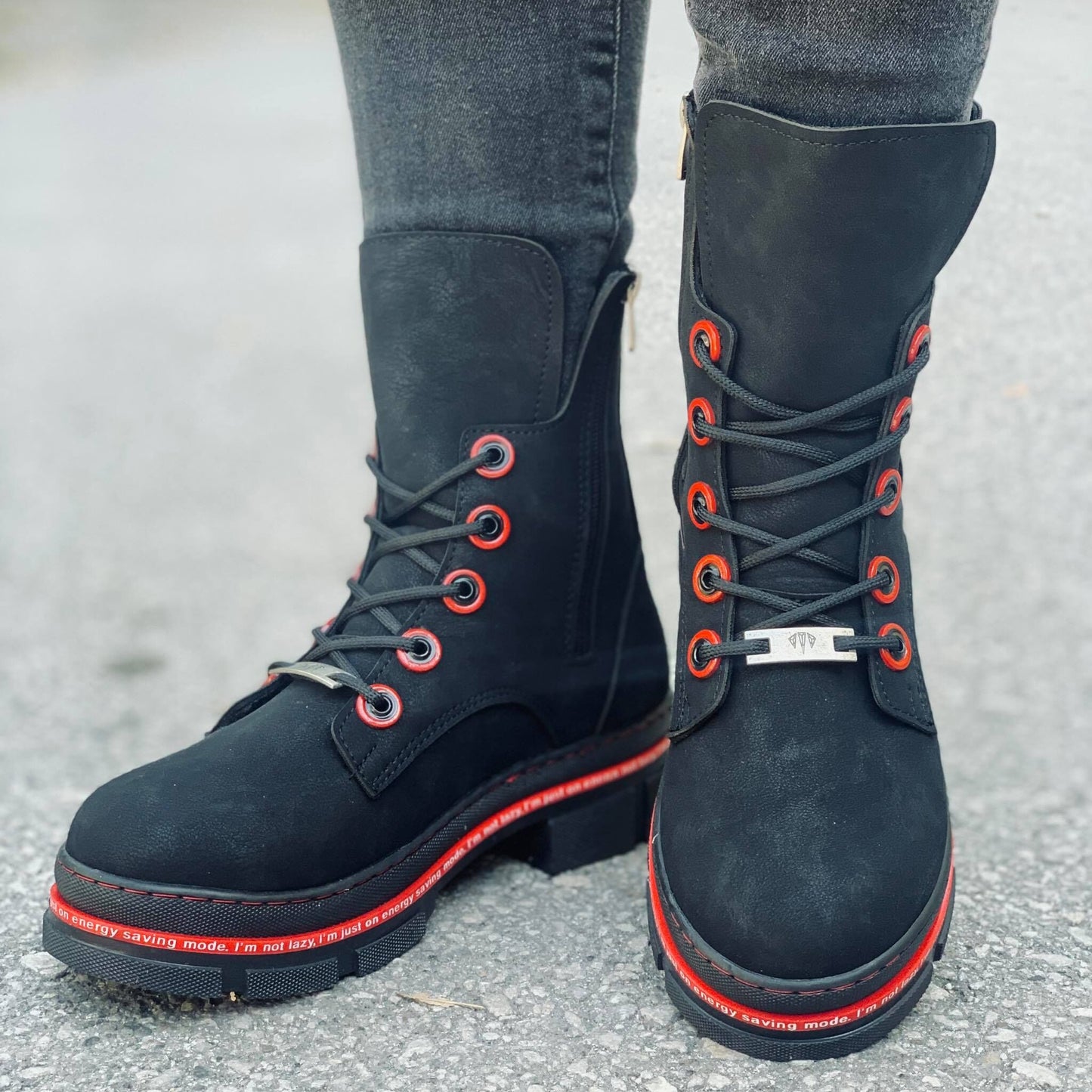 Дамски черни апрески - Missy - Black - Red