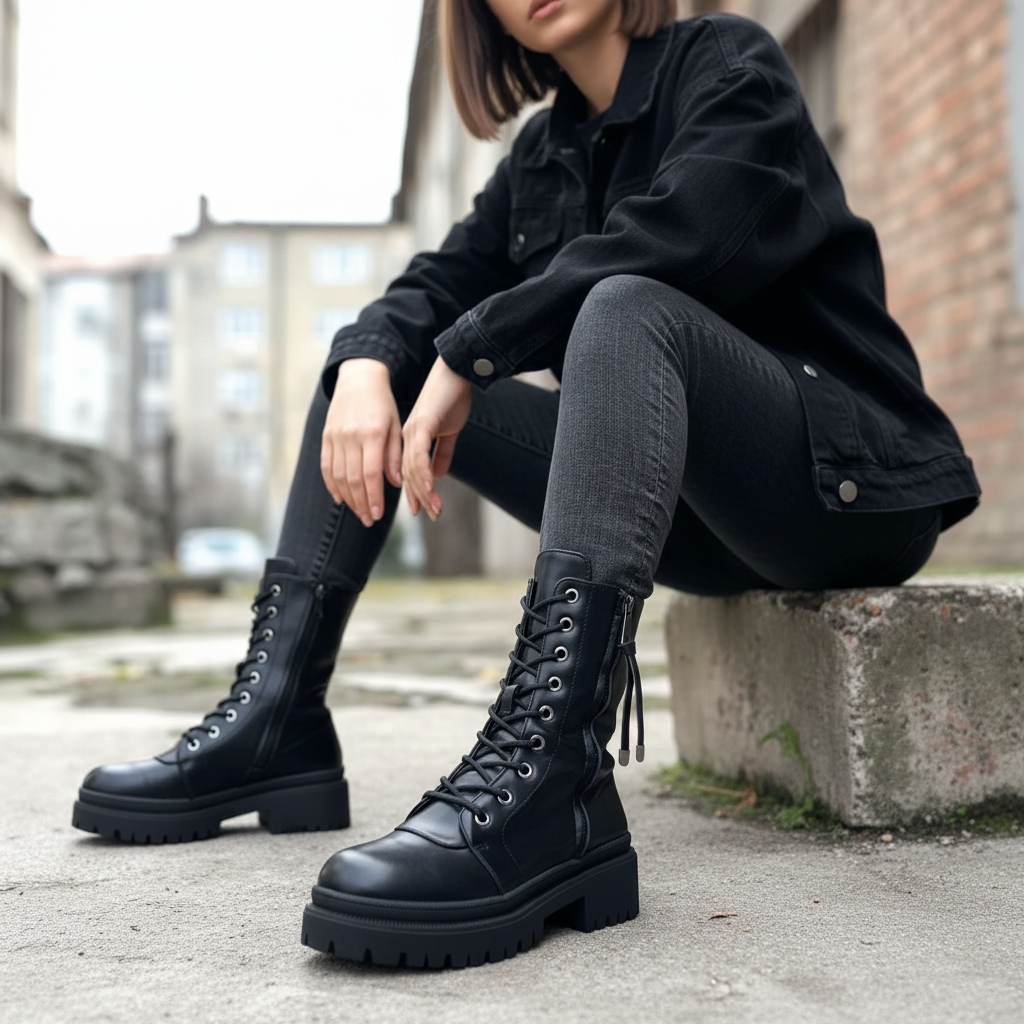 Дамски черни боти - Emely - Black