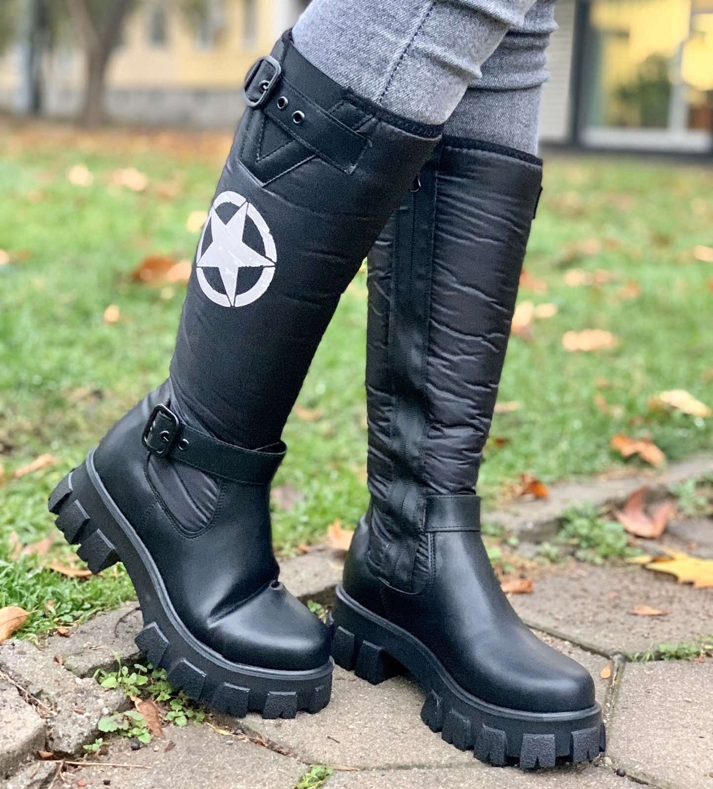 Дамски черни ботуши - Kim - Black - Star
