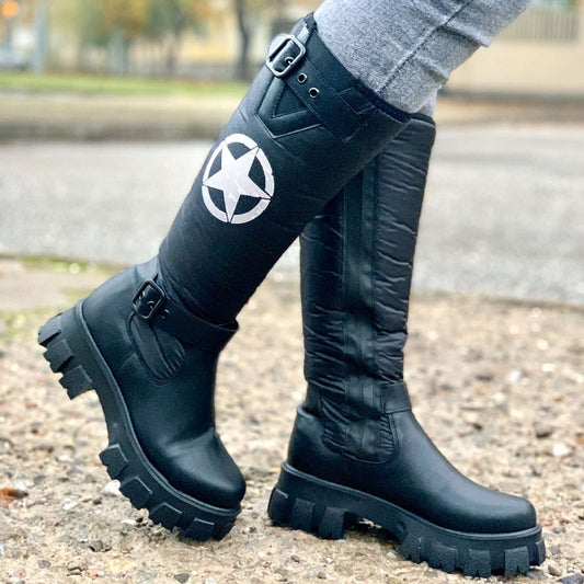 Дамски черни ботуши - Kim - Black - Star
