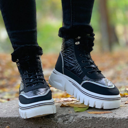 Дамски черни кецове на платформа - Chimalis -  Black