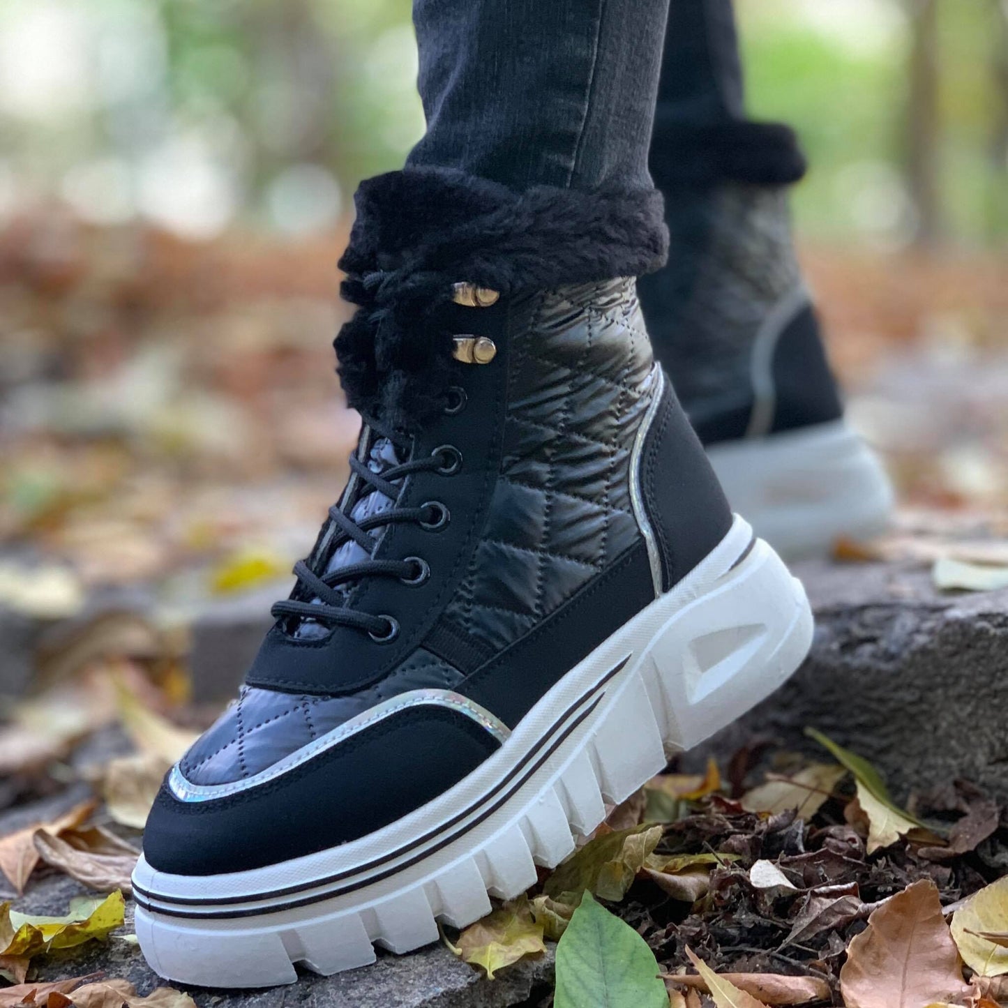 Дамски черни кецове на платформа - Chimalis -  Black