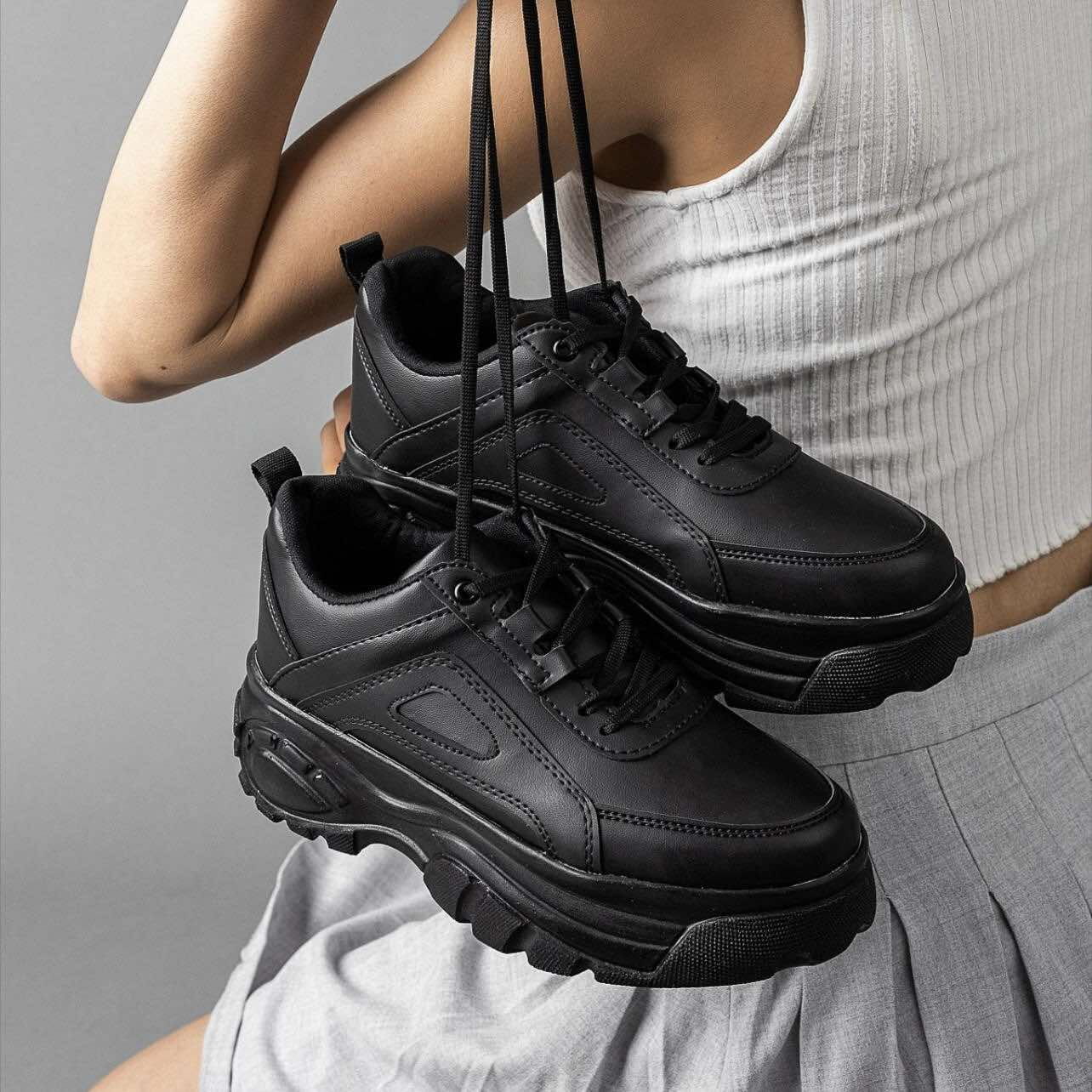 Дамски черни маратонки Aerilyn All Black | Еко кожа | PU ходило | Размери 36–40