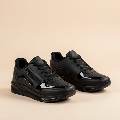 Дамски черни маратонки Mya Black | Еко кожа и набук | PU ходило | Размери 36–40