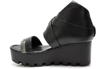 Дамски черни сандали на платформа - Algoma - Black