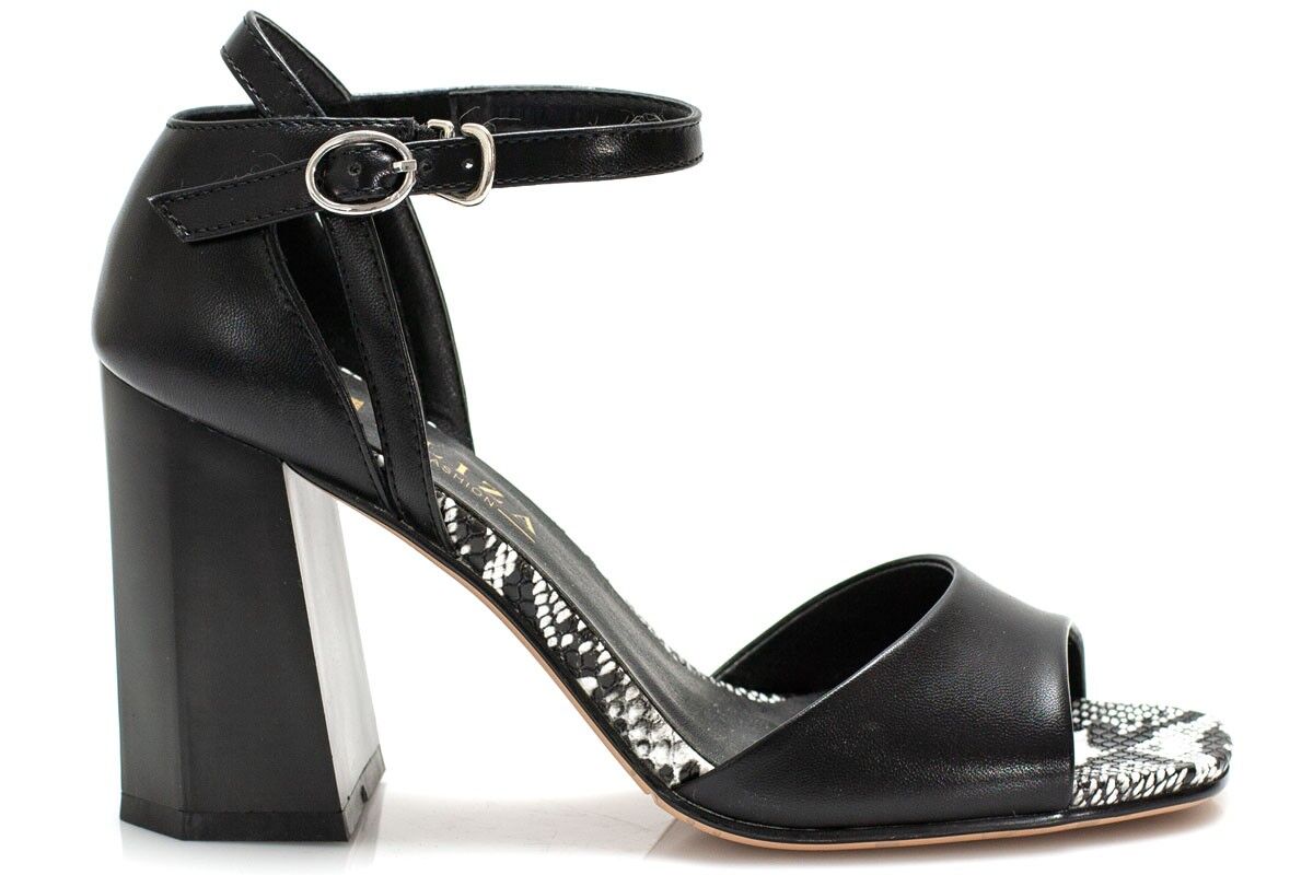 Дамски черни сандали на ток - Acelynn - Black