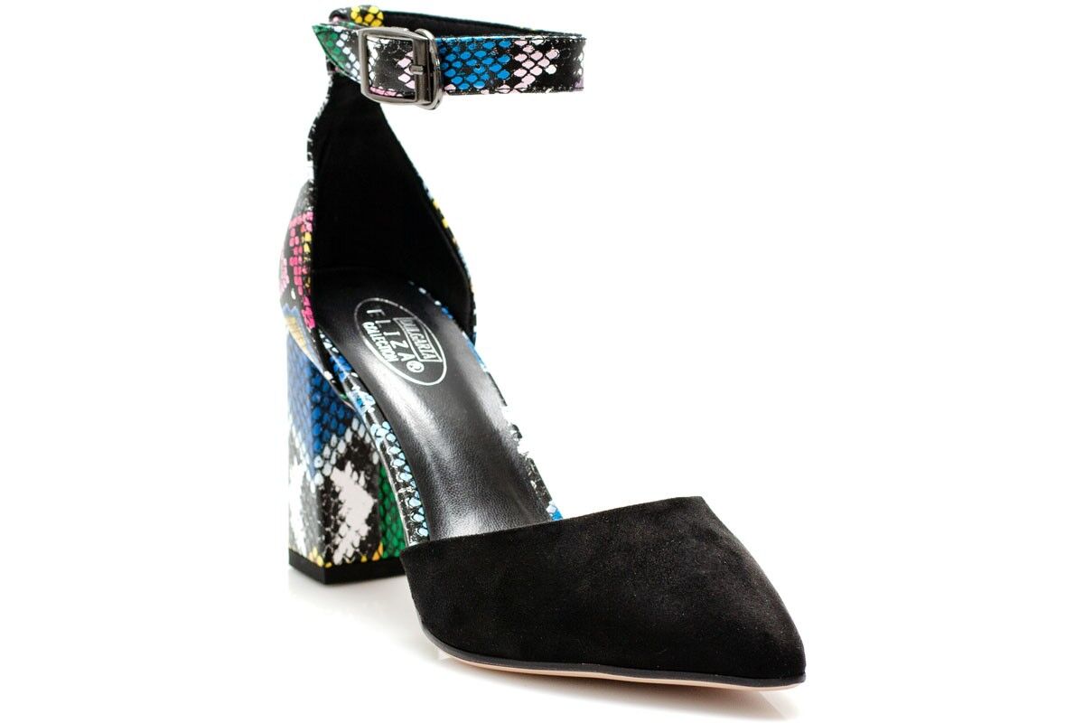 Дамски черни сандали на ток - Delia - Black