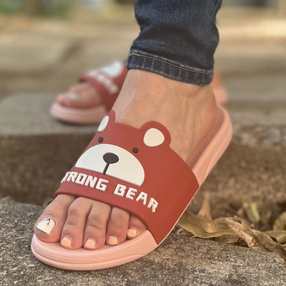 Дамски червени чехли - Teddy Bear - Red