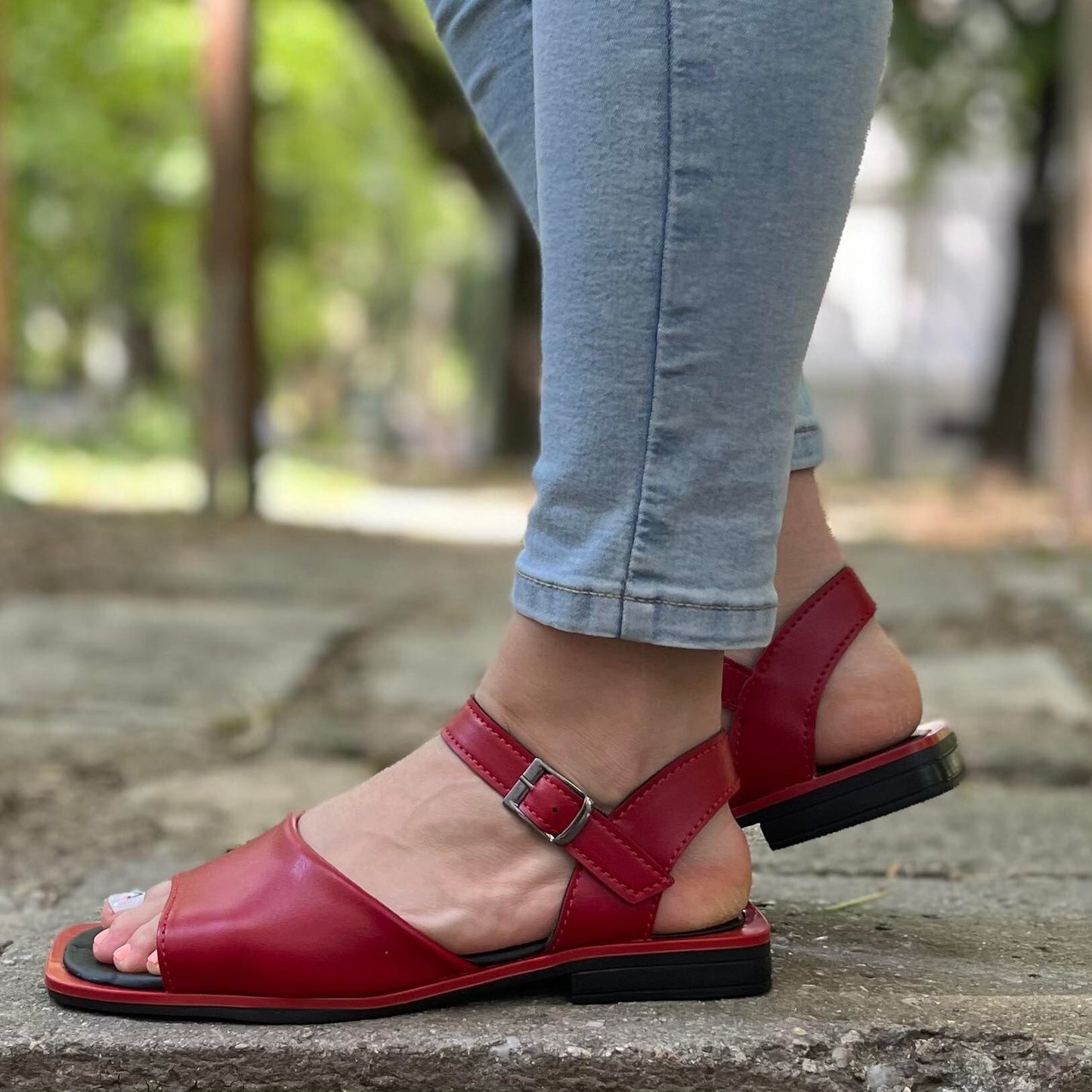 Дамски червени сандали - Tiffany - Red